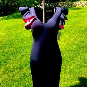 Beautiful Navy Blue Dress with Hot Pink Accent